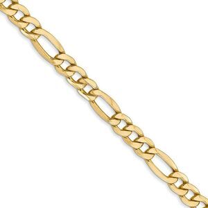 Men's 5.75mm, 14k Yellow Gold, Hollow Figaro Chain Necklace, 16 Inch